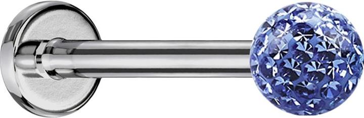 Actual product image Star Piercing Micro Labret silver with crystal ball light blue and epoxy protective layer (without brass, Titanium G23)
