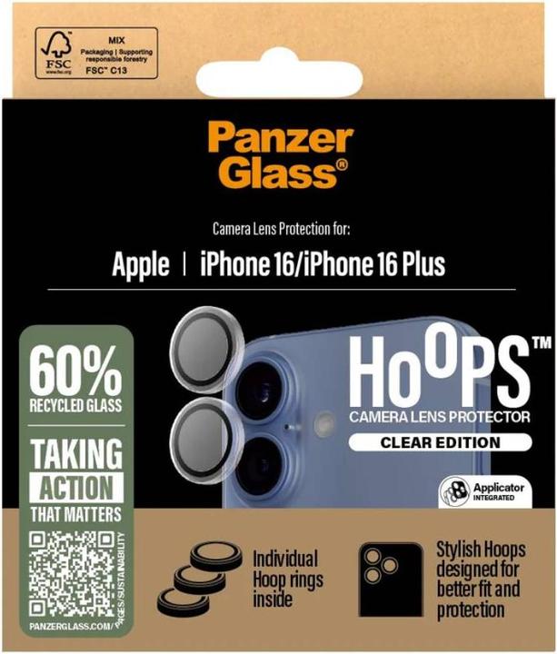 Immagine prodotto PanzerGlass Hoops Protezione trasparente per iPhone '24 6.1"/ 6.7" (1 Pezzo/i, Apple iPhone 16 Plus)
