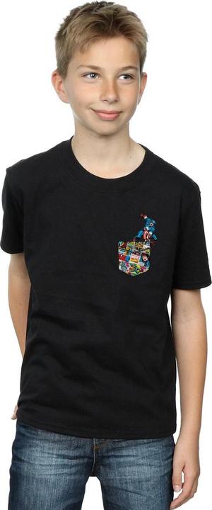 Image du produit - T-shirt CAPTAIN AMERICA FAUX POCKET - Garçon (140, 146)