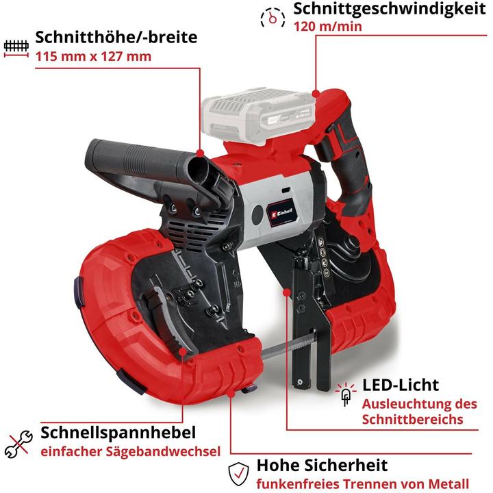 Productafbeelding Einhell 18V accu lintzaag TE-MB 18/127 Li | zonder accu zonder oplader
