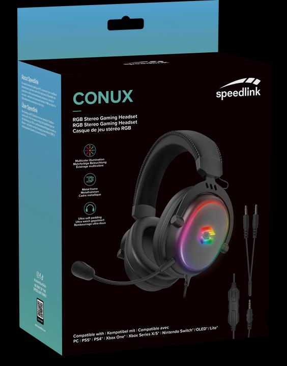Actual product image Speedlink CONUX RGB Stereo Gaming Headset - for PC/PS5/PS4/Xbox Series X/S/Switch/OLED/Lite, black (Cable)