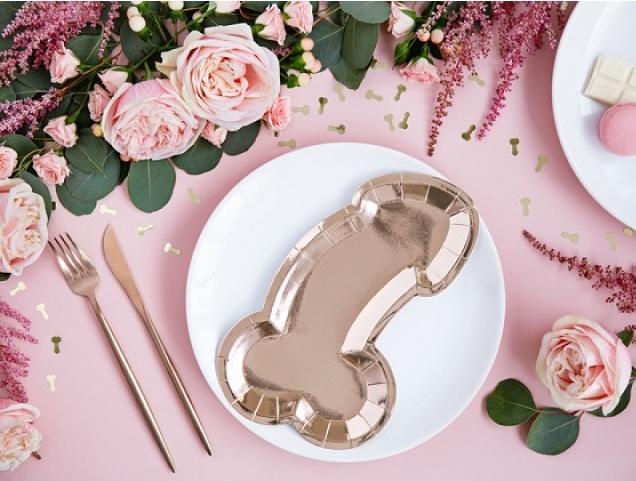 Actual product image Partydeco Same penis forever party plate in rose gold