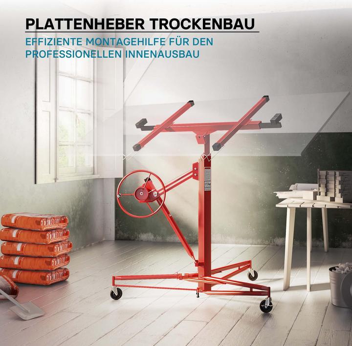 Produktbild Wiltec Plattenheber XXL Set 350 cm + 140 cm Paneelheber Montagehilfe Verlängerung 68 kg