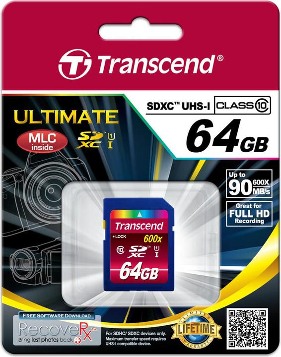 Immagine prodotto Transcend SDXC Ultimate 600x (64 GB, SDXC, U1, UHS-I)