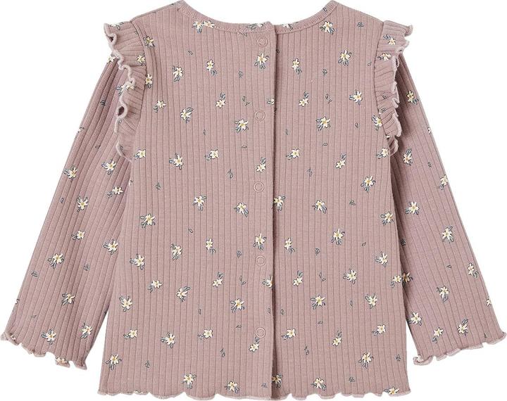 Produktbild Vertbaudet Geripptes Mädchen Baby Shirt mit Volantärmeln, Bio-Baumwolle (80)