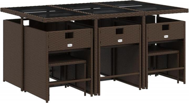 Immagine prodotto VidaXL Mobili da giardino set da pranzo set da giardino gruppo di sedute 11 pezzi in poly rattan marrone (165 cm)