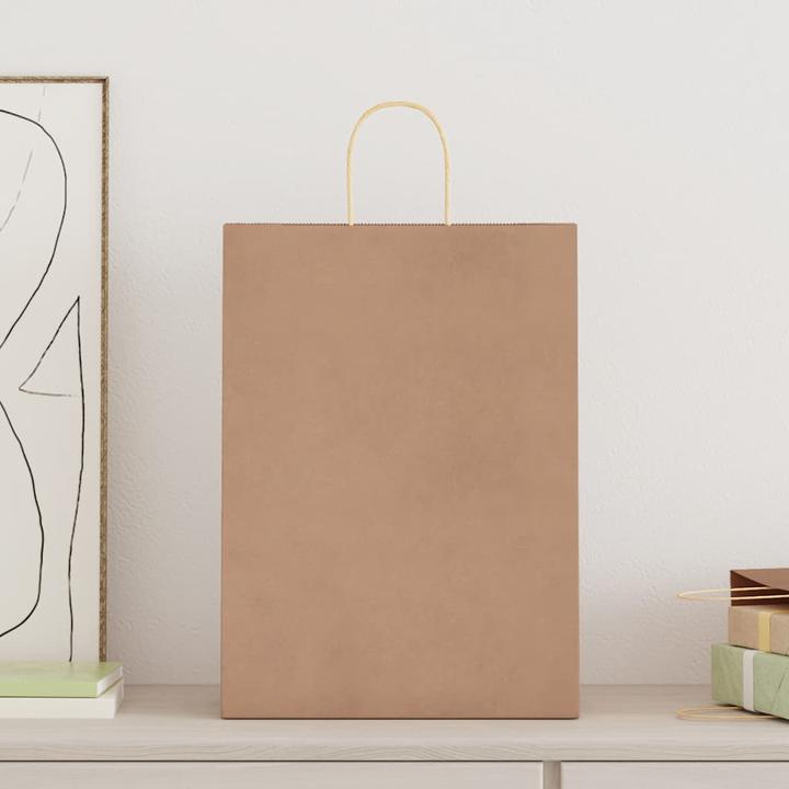 Produktbild VidaXL Kraftpapiertüten 250 Stk. mit Henkel Braun 32x17x44 cm Papiertüte (Geschenktüte, 250 x)
