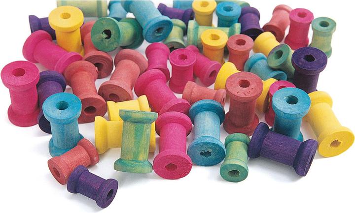 Actual product image Colorations Coloured wooden spools, set of 50