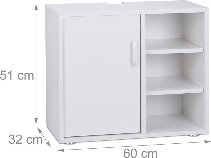 Image du produit Relaxdays Dessous de Lavabo 1 Porte 3 Étagères WC (60 x 32 x 51 cm)