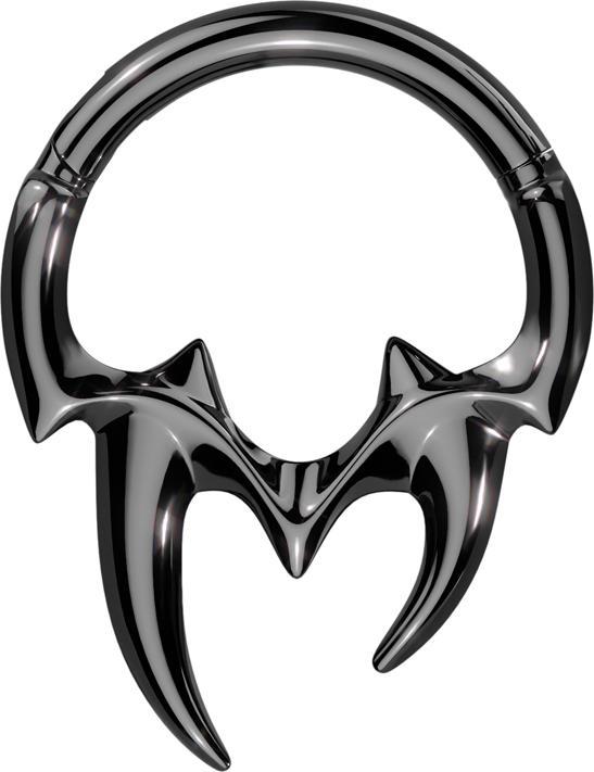 Star Piercing Micro Segmentring klappbar schwarz Stammeszähne (ohne Messing, Chirurgenstahl 316L)