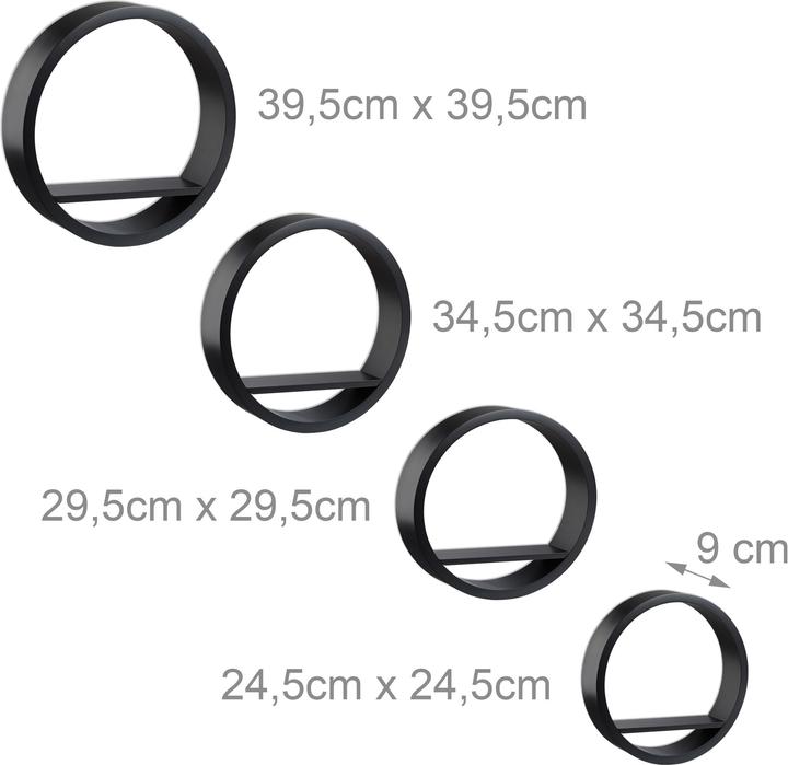 Actual product image Relaxdays Round Wall Shelves Set of 4 (39.5 x 9 x 39.5 cm)