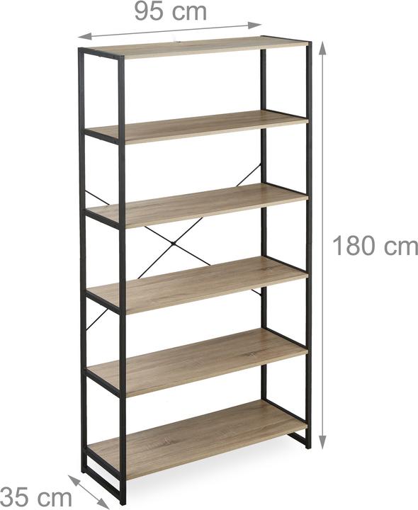 Immagine prodotto Relaxdays Scarpiera 6 ripiani design industrial (95 x 35 x 180 cm)