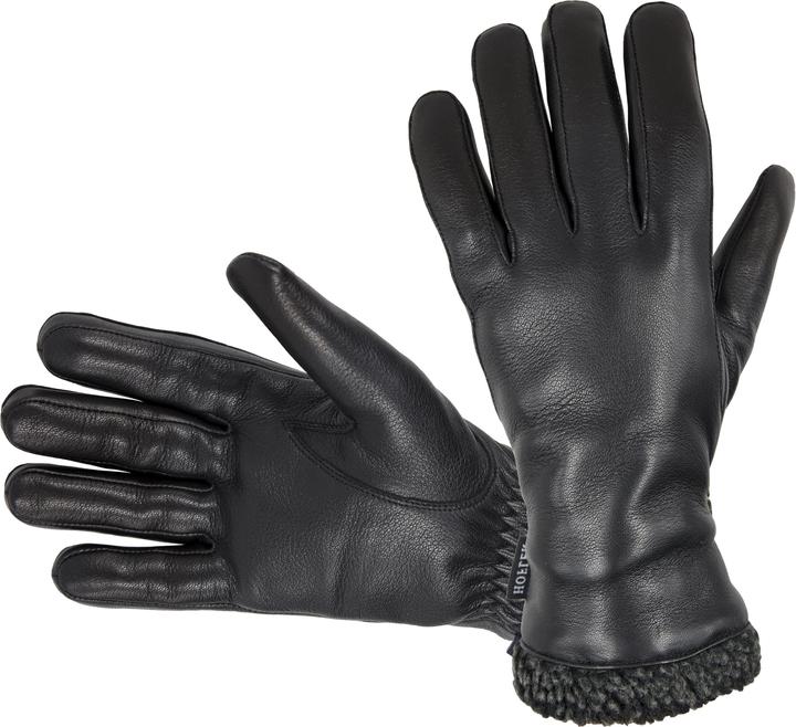 Actual product image Hofler Gants en cuir de cerf pour hommes, noir (8)