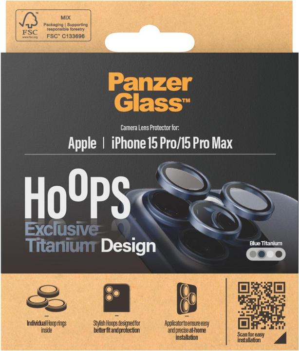 Immagine prodotto PanzerGlass Protezione dell'obiettivo della fotocamera Hoops (1 Pezzo/i, Apple iPhone 15 Pro Max, Apple iPhone 15 Pro)