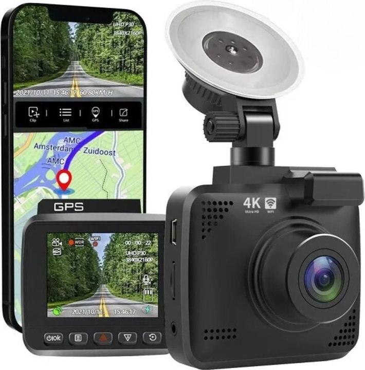 Produktbild Hermex 4K Dual-Dashcam Onboard-Kamera Autofront-Kamera Nachtsichtkamera Auto (Nachtsicht, GPS-Empfänger, Eingebautes Display, WLAN, UHD 4K)