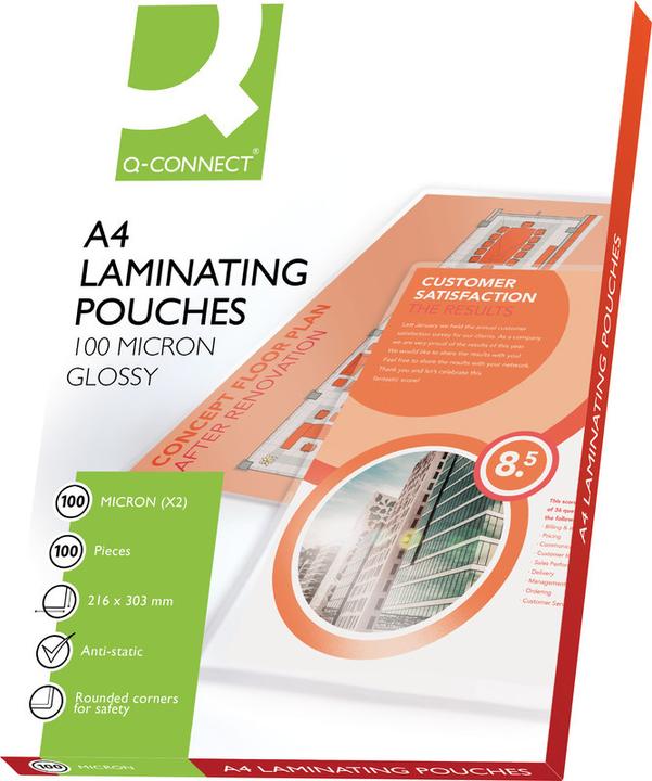 Q-Connect Films de pelliculage brillant (A4, 100 pièce(s), 100 µm)