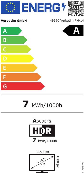 Label énergétique Verbatim PM-14 (1920 x 1080 pixels, 14")