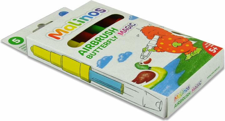 Immagine prodotto Malinos Penne ad aerografo Magic Butterfly 5 colori + stencil 5+ (multicolore, 5 x)