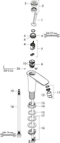 Produktbild hansgrohe HG EH-WT-MI 100 PURA VIDA DN 15, für Handwaschbecken chrom