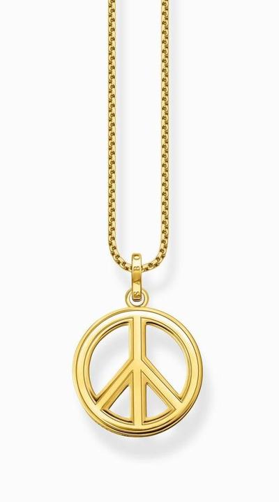 Produktbild Thomas Sabo Halskette mit Anhänger Peace Zeichen mit Bunten Steinen Vergoldet (925er Silber, 50 - 55 cm)