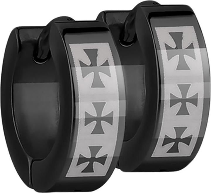 Image du produit Star Piercing Boucle d'oreille à clapet noir avec croix (Acier chirurgical 316L, sans laiton)