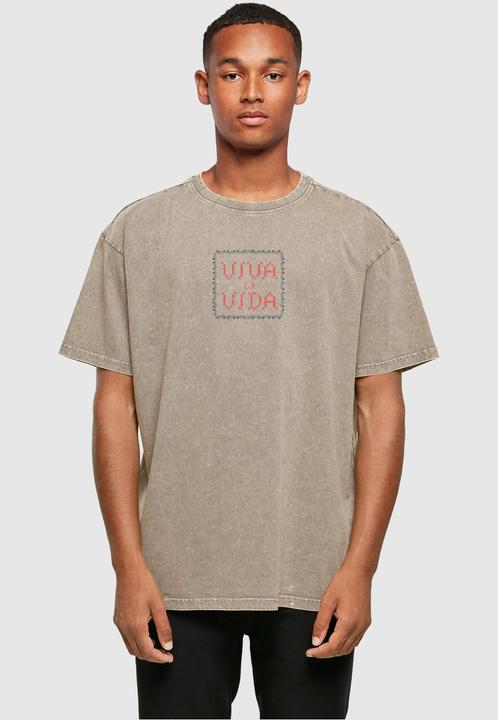 Produktbild Merchcode Frida Kahlo - Pixels viva la vida Acid Washed Heavy Oversize Tee - 118139 (L)