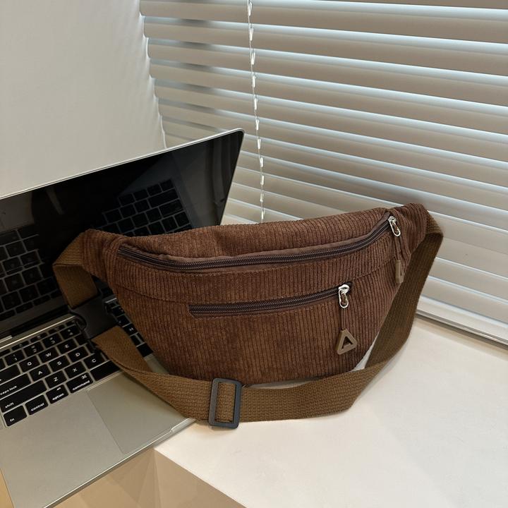 Produktbild Only-Bags.Store Stylische Cordtasche - Lässiger Fashion Sling Rucksack mit verstellbarem Gurt, Reissverschluss und