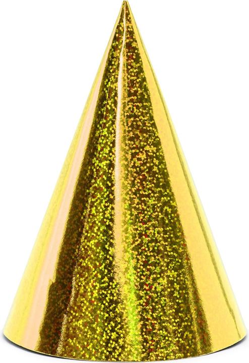 Produktbild Partydeco Partyhüte holografisch Gold, 16 x 10 cm, 6 Stück
