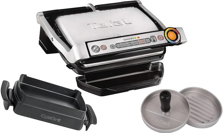 Tefal GC712D Optigrill + XA7258 Backschale + W875 Hamburgerpresse