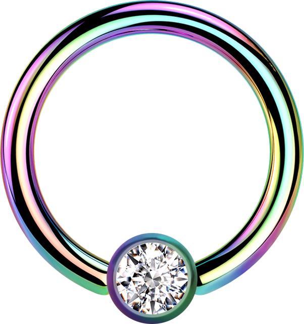 Produktbild Star Piercing Micro Closure Ring farbig Zylinder Kristall silber (ohne Messing, Chirurgenstahl 316L)