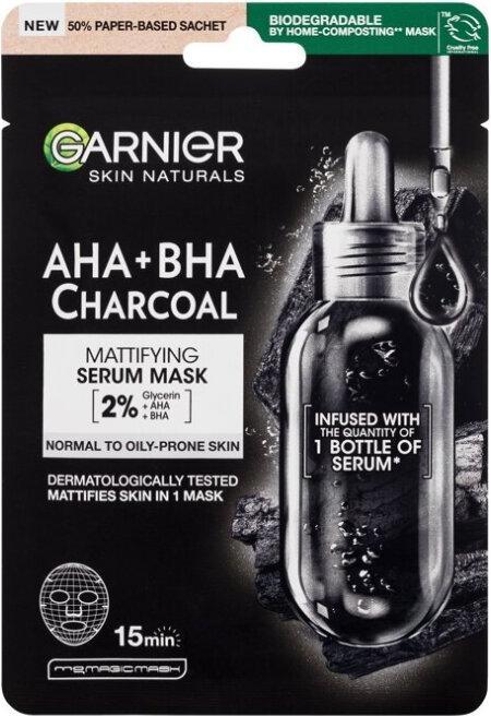 Immagine prodotto Garnier Maschera tessile con estratto di alghe marine e carbone puro Natura L S (Maschera in tessuto nero) (28 ml)