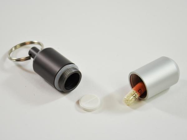 Actual product image Kögler Emergency capsule, banknote holder, waterproof, aluminium, 7x2cm
