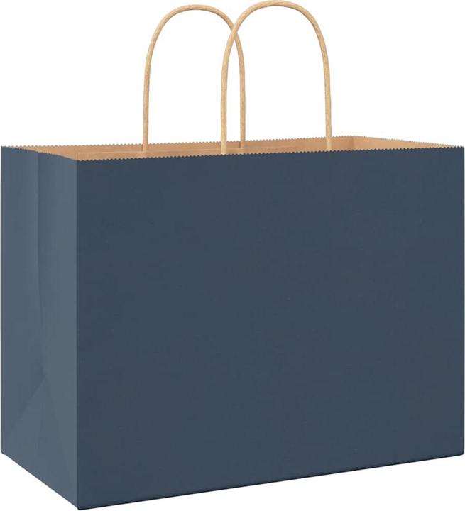 Produktbild VidaXL Kraftpapiertüten 250 Stk. mit Henkel Blau 32x17x25 cm Papiertüte (Geschenktüte, 250 x)