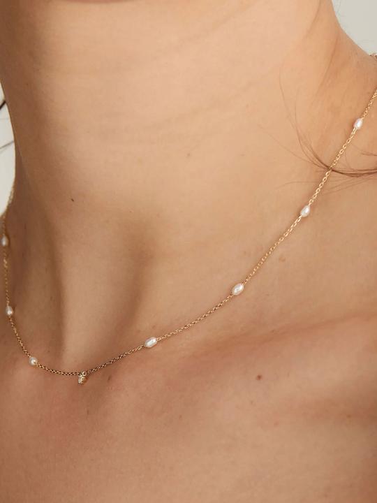 Actual product image Ania Haie 14kt Gold Pearl and White Sapphire Necklace (585 yellow gold, 40 - 45 cm)