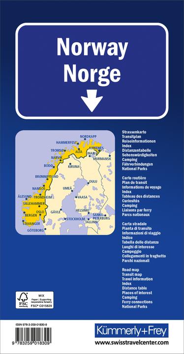 Produktbild Norwegen Strassenkarte 1:750 000