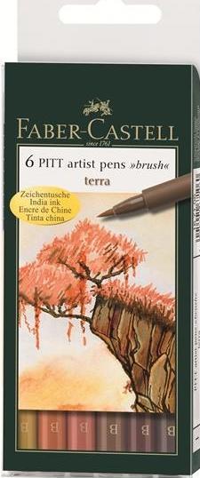 Actual product image Faber-Castell PITT Artist Pen Case Terra (Brown, 6 x)