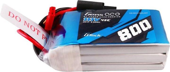 Actual product image Gens Ace G-Tech 800mAh 11.1V 45C 3S1P LIPO BATTERY PACK JST (11.10 V, 800 mAh)
