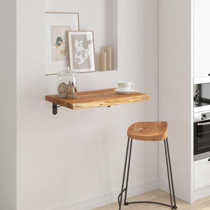 Immagine prodotto VidaXL Scaffale da parete rettangolare con bordo ad albero, scaffale da ufficio in legno massiccio di (40 x 2,5 x 2,5 cm)