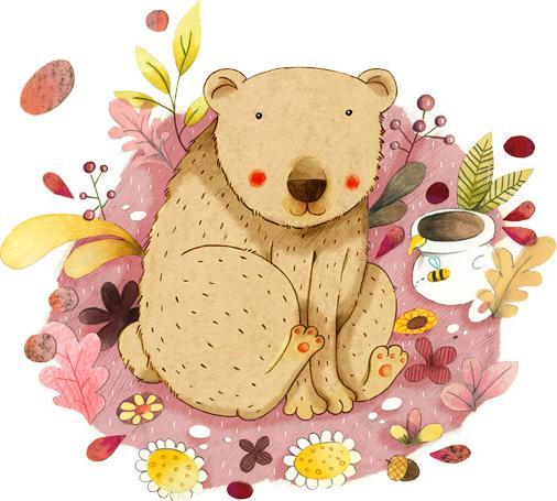 Actual product image Trenddeko Bear with honeypot (80 x 72 cm)