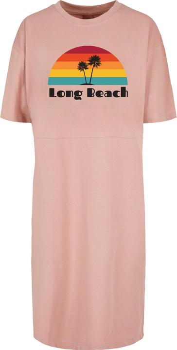 Merchcode Ladies Long Beach Organic Oversized Slit Tee Dress - 117779