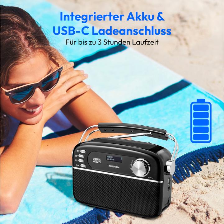 Actual product image Medion DAB+ Radio LIFE E66809 Black (DAB+, FM, VHF, PLL, Bluetooth)