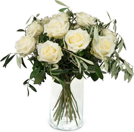 Fleurop 12 weisse Rosen mit Grün (Schnittblumen)
