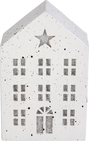 Produktbild MICA Living Windlicht Haus - weiss/silber - ca. 9 x 5 x 14 cm