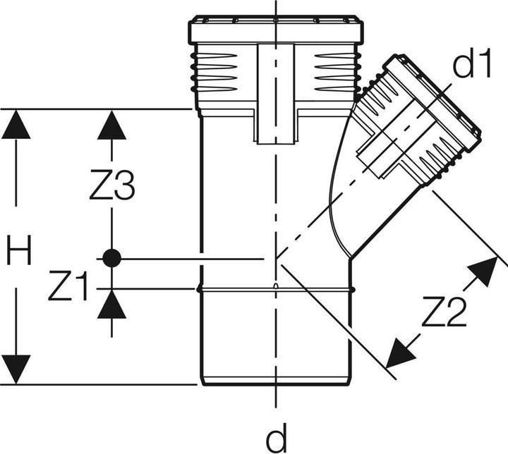 Produktbild Geberit Vertriebs GmbH Silent-PP Abzweig 45Grad, mit Muffen DN100/100