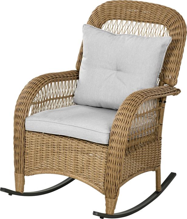 Produktbild Outsunny Rattan Schaukelstuhl mit Sitzkissen