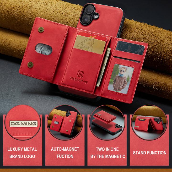 Immagine prodotto Dg.Ming iPhone 13 - Etui, Leder-Optik, Kartenfach & Magnetverschluss, Rot (Apple iPhone 13)