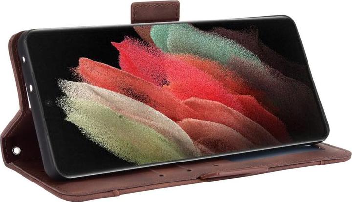Actual product image Cover-Discount Galaxy S21 Ultra - case with many card slots brown (Samsung Galaxy S21 Ultra)