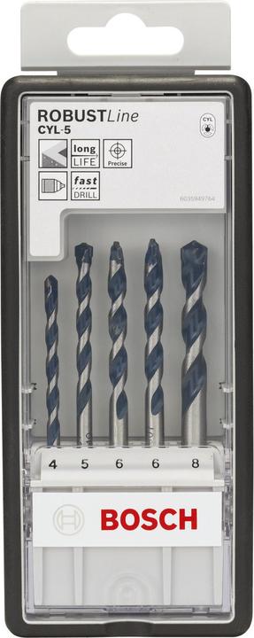 Produktbild Bosch Professional Zubehör 5-tlg. CYL-5 Betonbohrer-Set, Robust Line, 4–8 mm (8 mm, 5 mm, 4 mm, 6 mm)