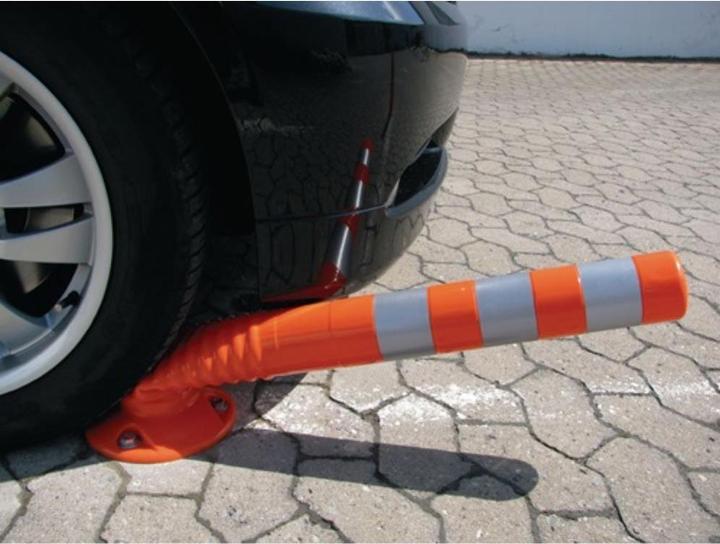 Actual product image HP Autozubehör Barrier post TPU orange/white Ø 80 mm to screw on w.fixing material Height above floor 750 mm