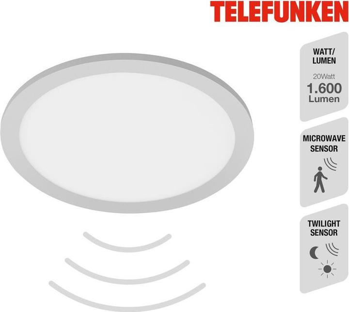 Image du produit Telefunken LED Sensor Panel 20W 1600 lm 4000 K blanc neutre Hx 50x300 mm chrome mat blanc (1600 lm)